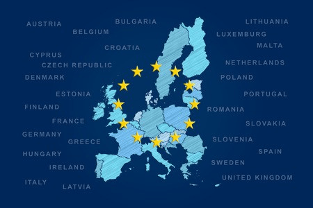 an image of the european union map with member-states' names