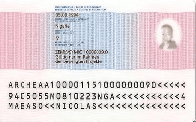 The image of the back side of the residence permit of Switzerland