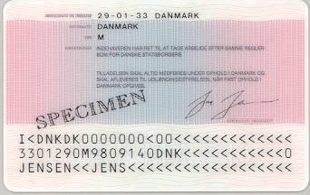 The image of the back side of the residence permit of Denmark