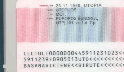 The image of the back side of the residence permit of Lithuania