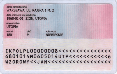 The image of the back side of the residence permit of Poland