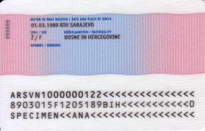 The image of the back side of the residence permit of Slovenia