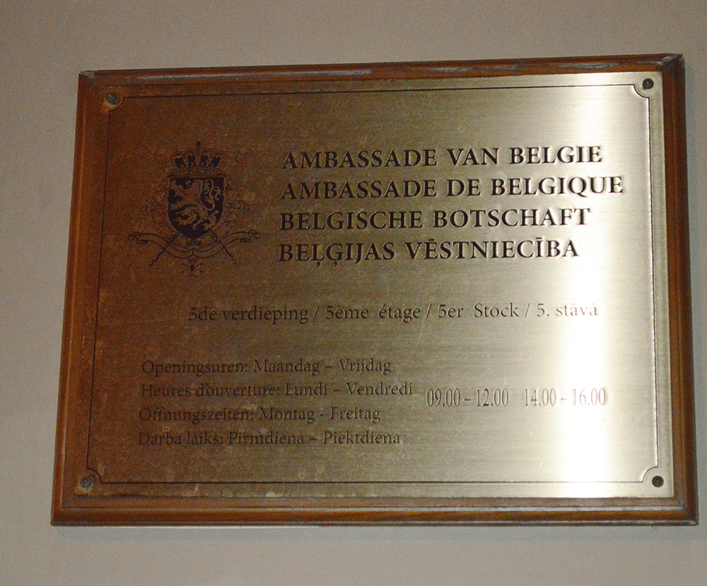 Belgium embassy in Dutch French German Latvian