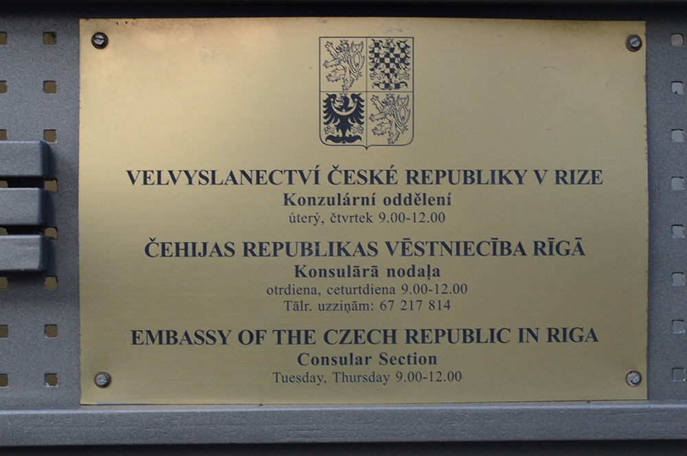 Czech Republic embassy in Czech Latvian English