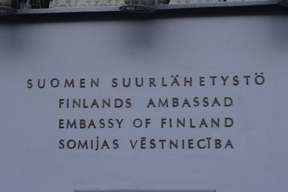 Finland embassy in Finnish Swedish English Latvian