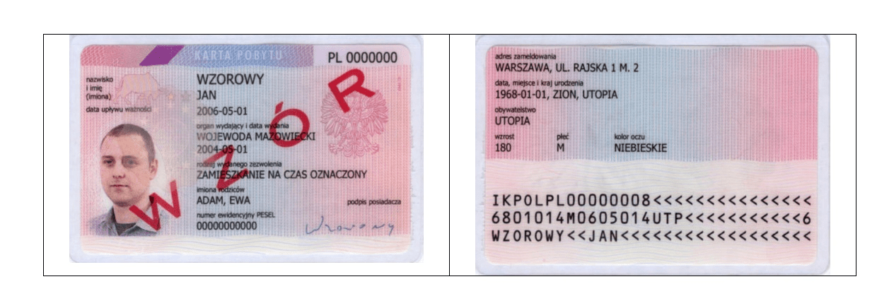 Polish residence permit card