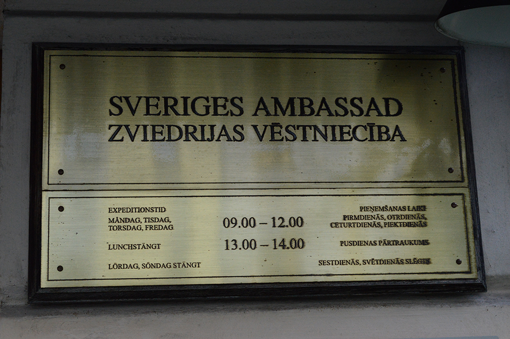 Sweden embassy in swedish Latvian